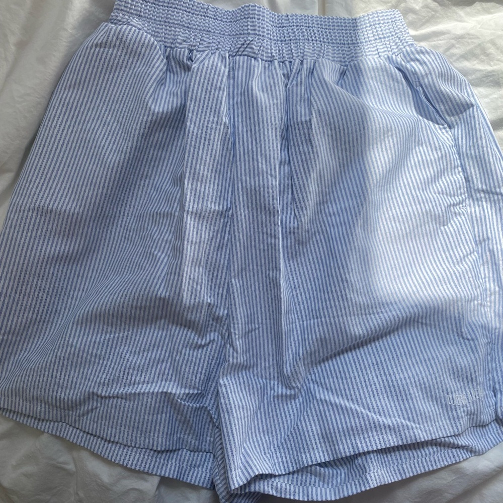 Djerf Avenue Blue and White striped boxer shorts